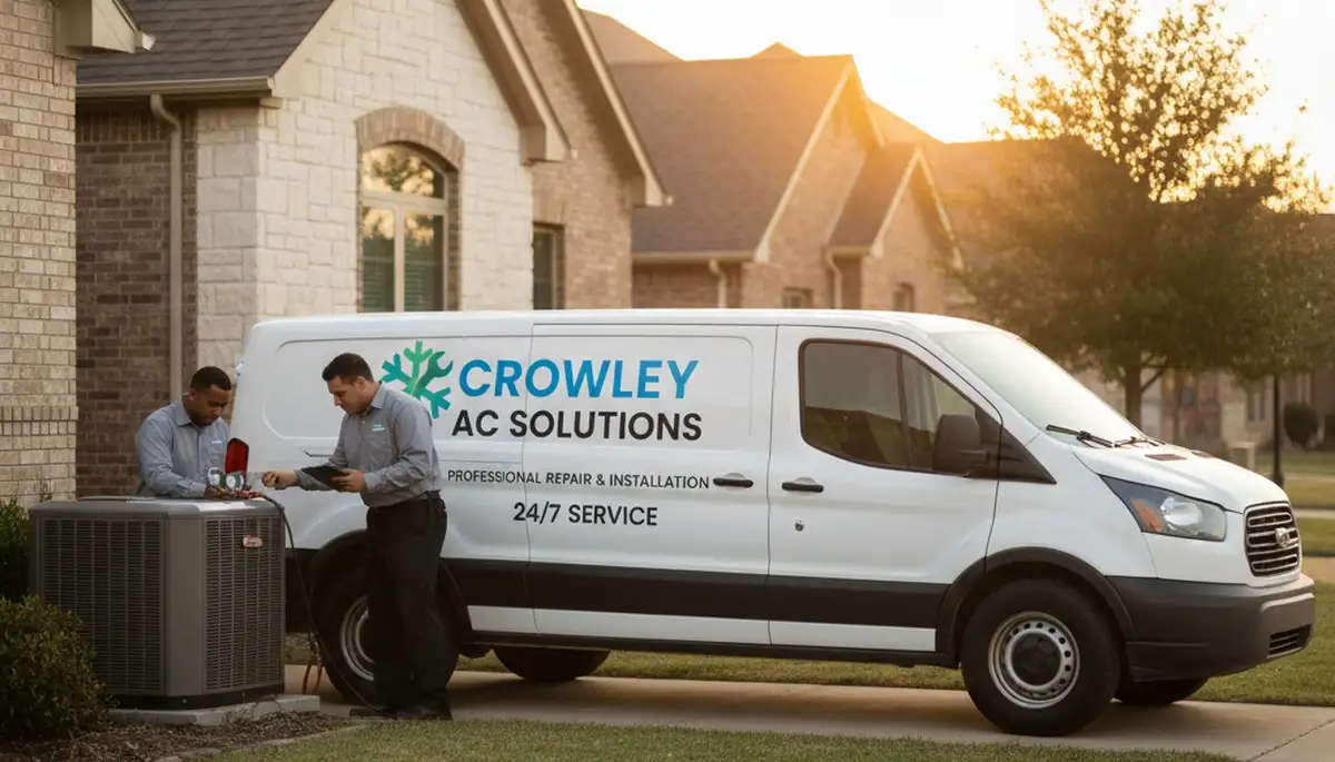 HVAC technician performing AC repair service at residential home in Fort Worth, TX