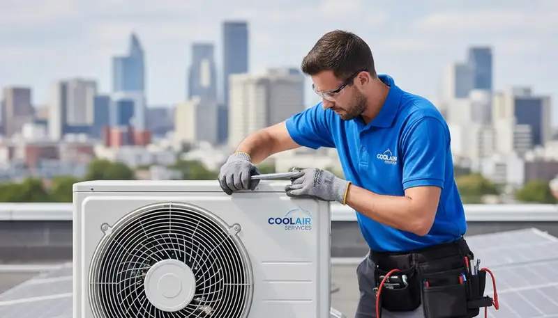 Technician providing expert AC repair service in Fort Worth TX home for Five Star Cooling