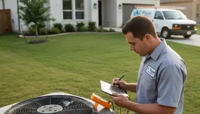 Professional AC repair technician servicing air conditioning unit in Fort Worth TX home