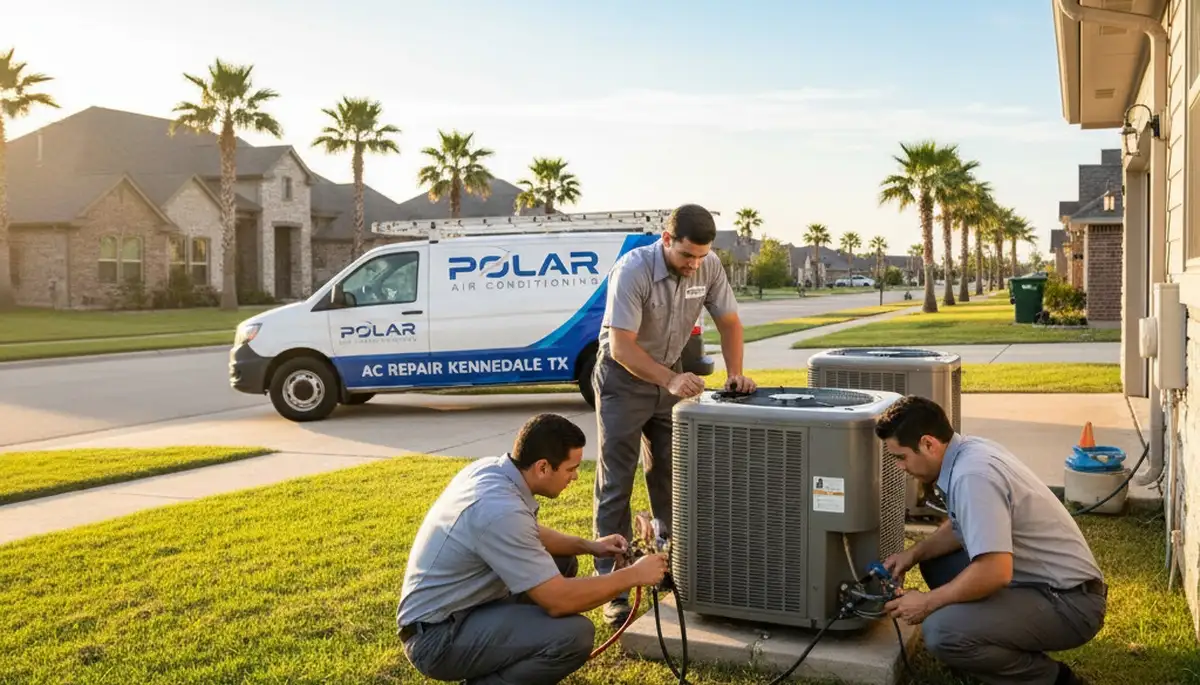 Professional AC repair technician servicing air conditioner unit in Fort Worth TX