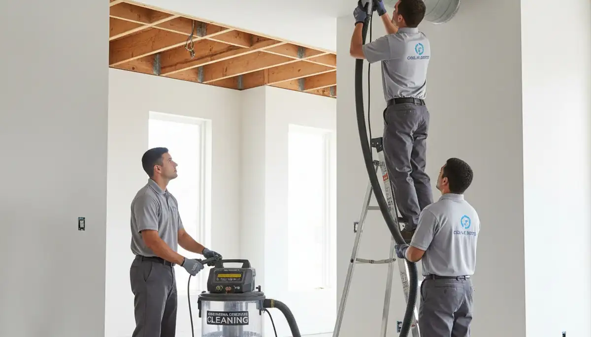 Technician cleaning air ducts for HVAC system in Fort Worth TX home by Five Star Cooling