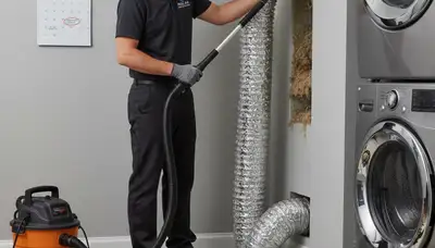 Technician performing dryer vent cleaning service in Fort Worth, TX for improved air efficiency