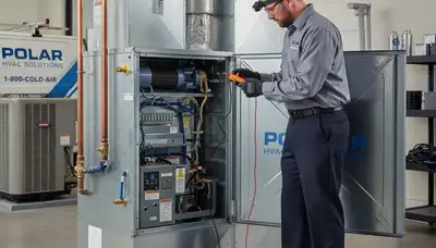 Technician fixing home furnace during winter service in Fort Worth, TX by Five Star Cooling